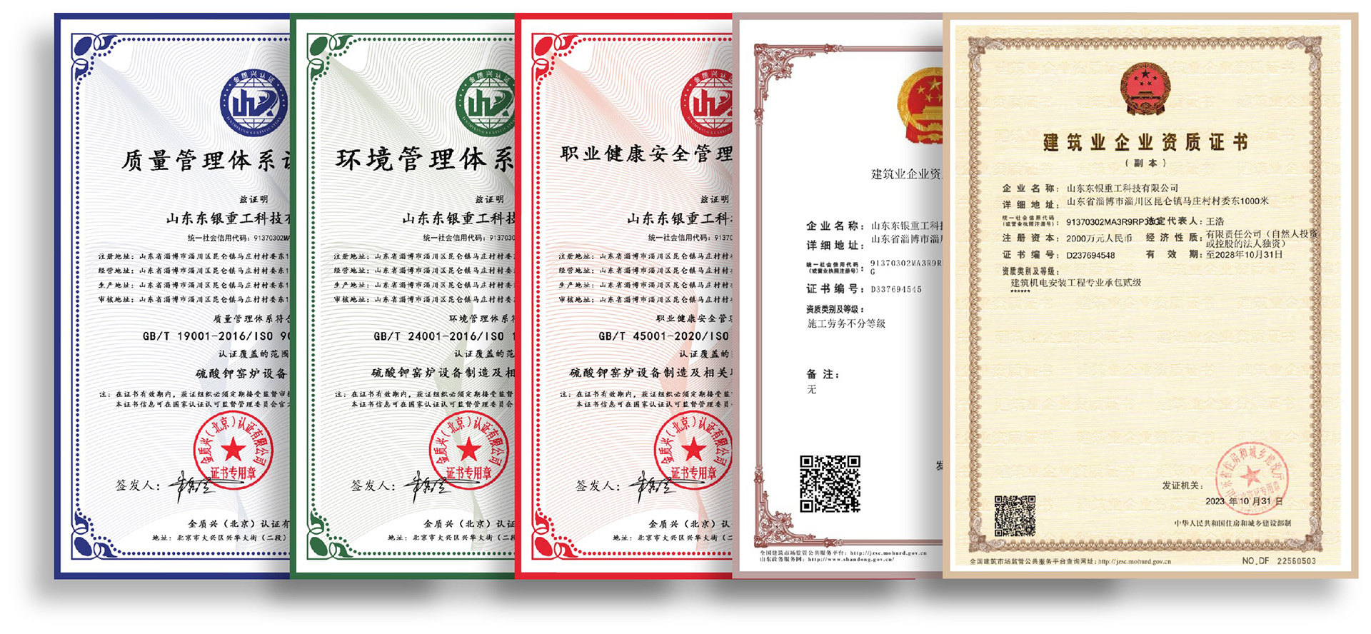 Management system certification certificate